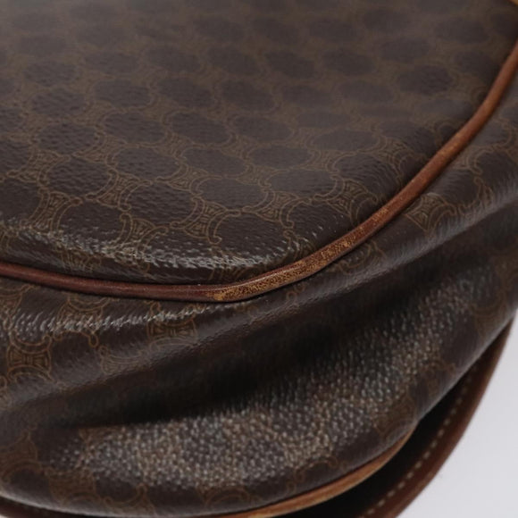 CELINE Macadam Canvas Shoulder Bag PVC Leather Brown Gold Auth BA1581