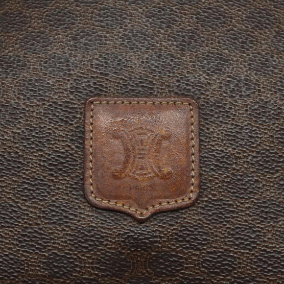 CELINE Macadam Canvas Shoulder Bag PVC Leather Brown Gold Auth BA1581