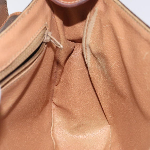 CELINE Macadam Canvas Shoulder Bag PVC Leather Brown Gold Auth BA1581