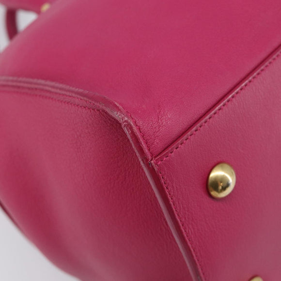 SAINT LAURENT Petit Cabas Hand Bag Leather 2way Pink Gold Auth BA15814V