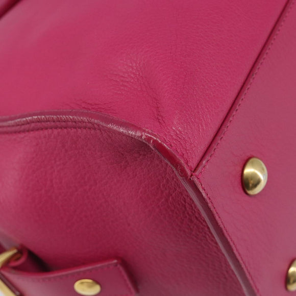 SAINT LAURENT Petit Cabas Hand Bag Leather 2way Pink Gold Auth BA15814V