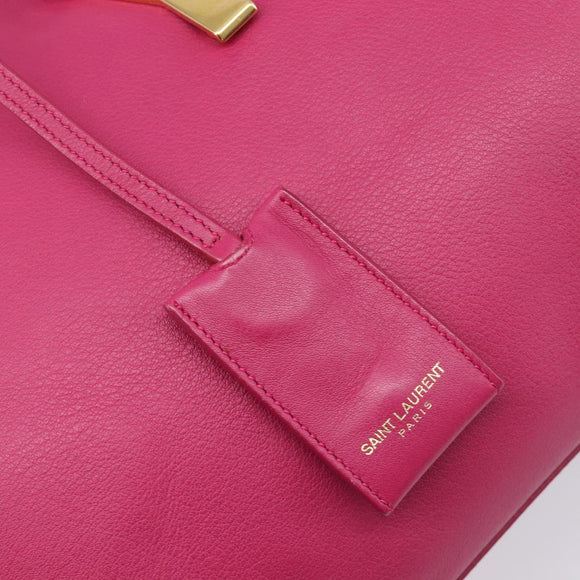 SAINT LAURENT Petit Cabas Hand Bag Leather 2way Pink Gold Auth BA15814V