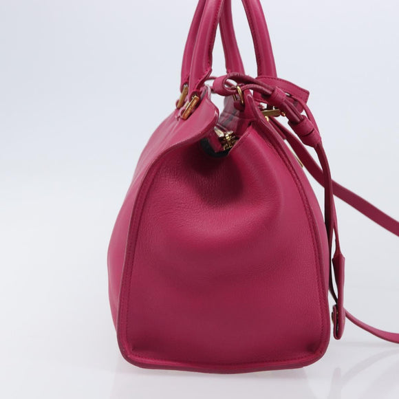 SAINT LAURENT Petit Cabas Hand Bag Leather 2way Pink Gold Auth BA15814V