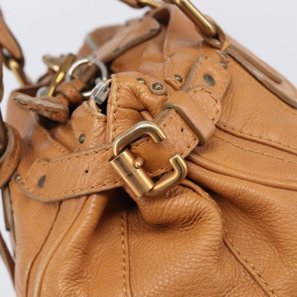 Chloe Paddington Hand Bag Leather Beige Gold Silver Auth BA15819V