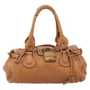 Chloe Paddington Hand Bag Leather Beige Gold Silver Auth BA15819V-2