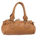 Chloe Paddington Hand Bag Leather Beige Gold Silver Auth BA15819V-3