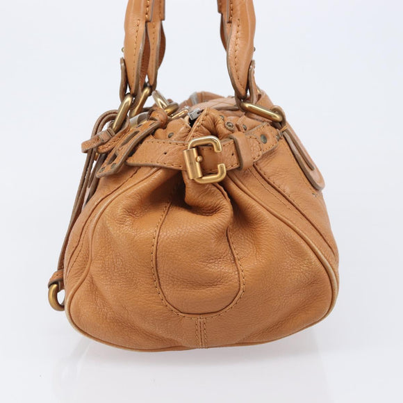 Chloe Paddington Hand Bag Leather Beige Gold Silver Auth BA15819V