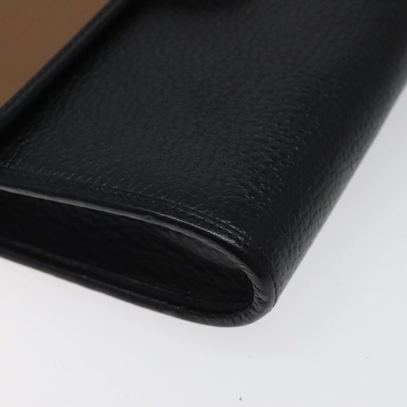 Christian Dior Shoulder Bag Leather Black Brown gold Auth BA1582