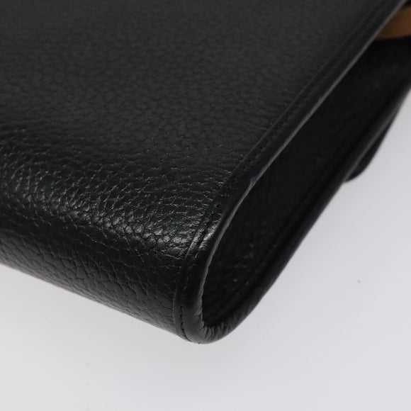 Christian Dior Shoulder Bag Leather Black Brown gold Auth BA1582