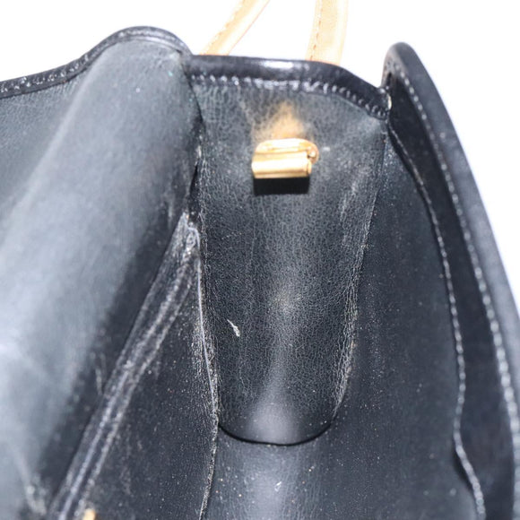 Christian Dior Shoulder Bag Leather Black Brown gold Auth BA1582