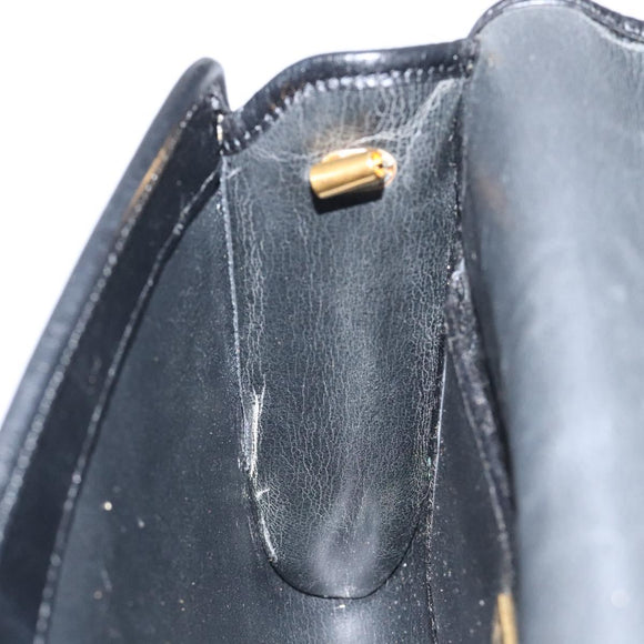 Christian Dior Shoulder Bag Leather Black Brown gold Auth BA1582