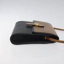 Christian Dior Shoulder Bag Leather Black Brown gold Auth BA1582-3