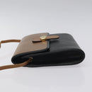 Christian Dior Shoulder Bag Leather Black Brown gold Auth BA1582-4