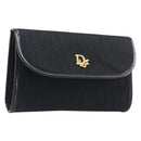 Christian Dior Trotter Canvas Chain Shoulder Bag Black Gold Auth BA15821-1