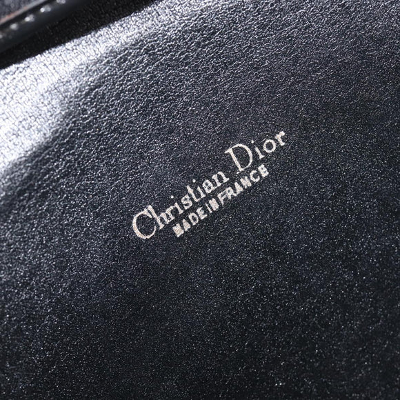 Christian Dior Trotter Canvas Chain Shoulder Bag Black Gold Auth BA15821