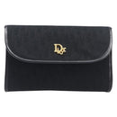 Christian Dior Trotter Canvas Chain Shoulder Bag Black Gold Auth BA15821-13