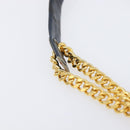 Christian Dior Trotter Canvas Chain Shoulder Bag Black Gold Auth BA15821-21