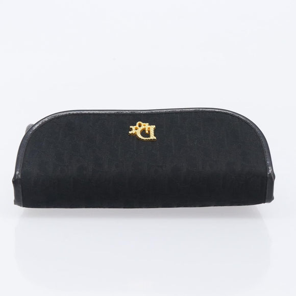 Christian Dior Trotter Canvas Chain Shoulder Bag Black Gold Auth BA15821