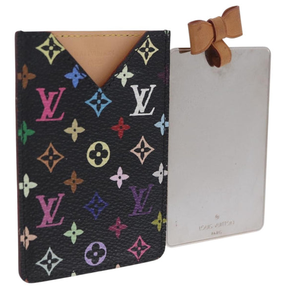 LOUIS VUITTON Monogram Multicolor Etui Hand Mirror Black M92651 LV Auth BA15826