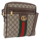 GUCCI GG Supreme Web Sherry Line Bag PVC Beige Gold 547926 Auth BA15831V-1