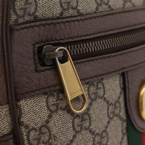 GUCCI GG Supreme Web Sherry Line Bag PVC Beige Gold 547926 Auth BA15831V
