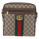 GUCCI GG Supreme Web Sherry Line Bag PVC Beige Gold 547926 Auth BA15831V-13