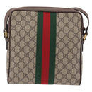 GUCCI GG Supreme Web Sherry Line Bag PVC Beige Gold 547926 Auth BA15831V-2