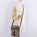 GUCCI GG Supreme Web Sherry Line Bag PVC Beige Gold 547926 Auth BA15831V-30