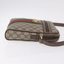 GUCCI GG Supreme Web Sherry Line Bag PVC Beige Gold 547926 Auth BA15831V-3