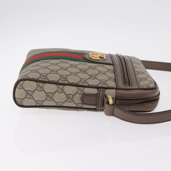 GUCCI GG Supreme Web Sherry Line Bag PVC Beige Gold 547926 Auth BA15831V