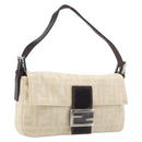 FENDI Zucca Canvas Mamma Baguette Shoulder Bag Beige Silver 26424 Auth BA15832V-1