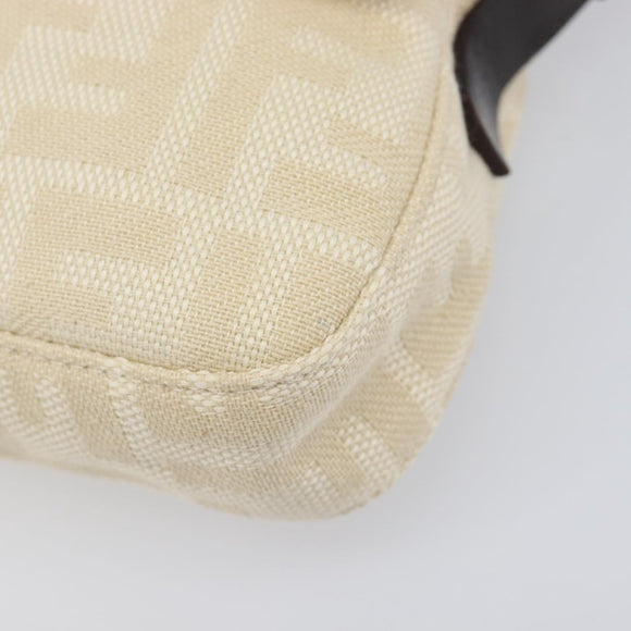FENDI Zucca Canvas Mamma Baguette Shoulder Bag Beige Silver 26424 Auth BA15832V