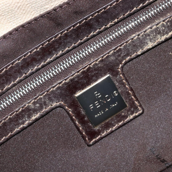 FENDI Zucca Canvas Mamma Baguette Shoulder Bag Beige Silver 26424 Auth BA15832V