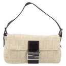 FENDI Zucca Canvas Mamma Baguette Shoulder Bag Beige Silver 26424 Auth BA15832V-13