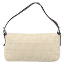 FENDI Zucca Canvas Mamma Baguette Shoulder Bag Beige Silver 26424 Auth BA15832V-2