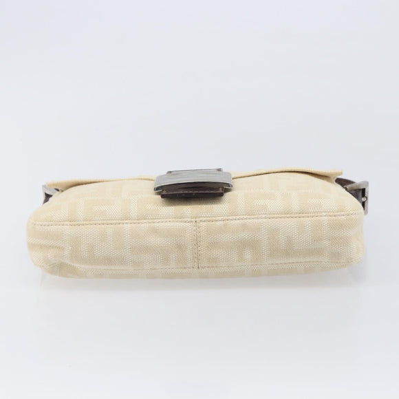 FENDI Zucca Canvas Mamma Baguette Shoulder Bag Beige Silver 26424 Auth BA15832V