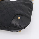 GUCCI GG Canvas New Jackie Shoulder Bag Black Gold 120888 Auth BA15834V-10