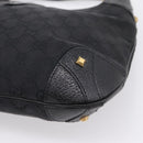 GUCCI GG Canvas New Jackie Shoulder Bag Black Gold 120888 Auth BA15834V-12