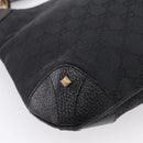 GUCCI GG Canvas New Jackie Shoulder Bag Black Gold 120888 Auth BA15834V-13