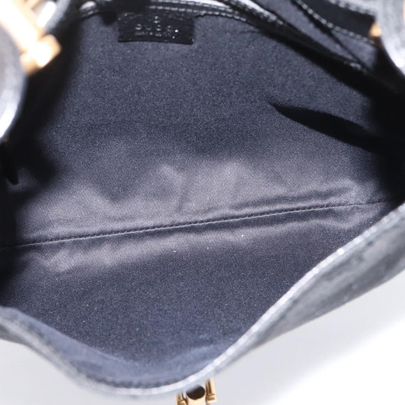 GUCCI GG Canvas New Jackie Shoulder Bag Black Gold 120888 Auth BA15834V