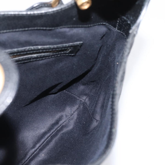 GUCCI GG Canvas New Jackie Shoulder Bag Black Gold 120888 Auth BA15834V