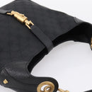 GUCCI GG Canvas New Jackie Shoulder Bag Black Gold 120888 Auth BA15834V-6