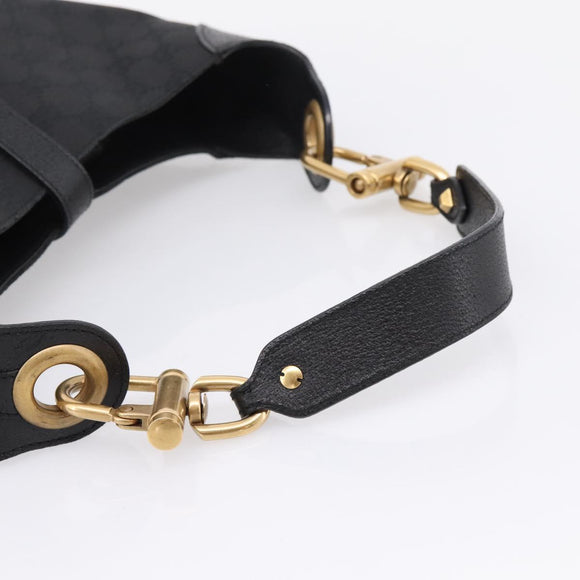 GUCCI GG Canvas New Jackie Shoulder Bag Black Gold 120888 Auth BA15834V