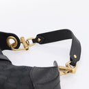GUCCI GG Canvas New Jackie Shoulder Bag Black Gold 120888 Auth BA15834V-8