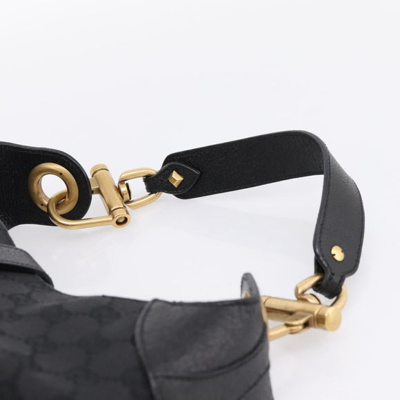GUCCI GG Canvas New Jackie Shoulder Bag Black Gold 120888 Auth BA15834V