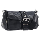 PRADA Shoulder Bag Leather Black Silver Auth BA15835V-1