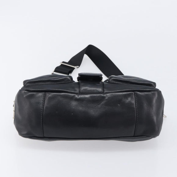 PRADA Shoulder Bag Leather Black Silver Auth BA15835V