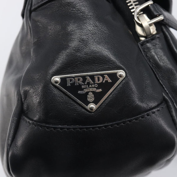 PRADA Shoulder Bag Leather Black Silver Auth BA15835V