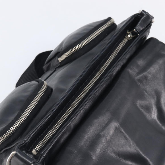 PRADA Shoulder Bag Leather Black Silver Auth BA15835V