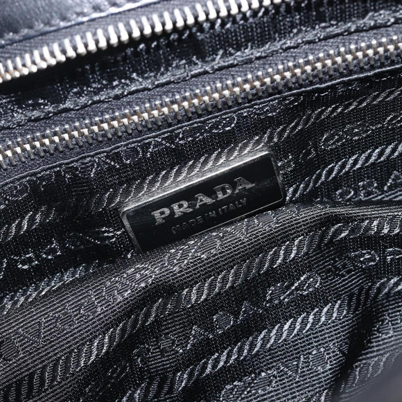 PRADA Shoulder Bag Leather Black Silver Auth BA15835V